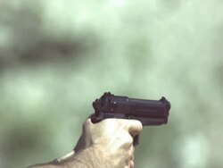 High speed 9mm hand gun Stock Footage