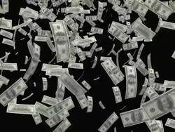 Falling Dollars With Alpha Matte Stock Footage