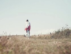 Girl with bike Stock Footage