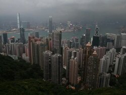 View From The Peak In Hong Kong Stock Footage