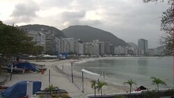 Rio de Janeiro beach and city skyline News Clip