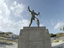 WS T/L View of Bussa slave memorial / Bridgetown, St Michael, Barbados Stock Footage