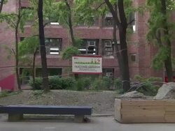 ATMOSPHERE: signage at American Heart Association Teaching Gardens Planting in Harlem Stock Footage
