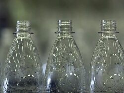CU Shot of bottling plant at beverage industry / Gerolstein, Rhineland Palatinate, Germany  Stock Footage