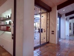 WS TS mid-century modern country club house living room and game room with billiard table Stock Footage