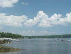 T/L tide, boats moving with tide, Maine, USA Stock Footage