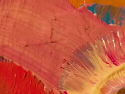 Paintbrush with oil paint on classical canvas Stock Footage