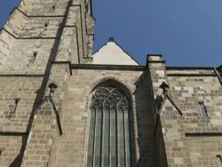 Tilt Down Shot St Bartholomews Cathedral Pilsen West Bohemia Czech Republic Stock Footage