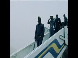 SYND 21 7 77 PRESIDENT OF ZAIRE GREETED BY PRESIDENT NUMEIRI OF SUDAN IN KHARTOUM News Clip