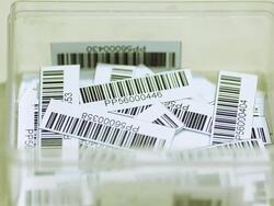 checking bar code paper by red line Stock Footage