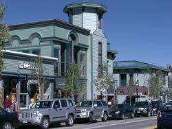 Breckenridge city center tower buiding Stock Footage
