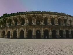 Nimes Arenas, historic Roman amphitheater, Provence, France. Stock Footage