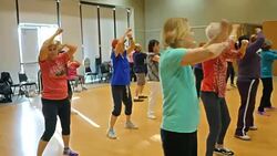 Active senior women have fun in dance class Stock Footage