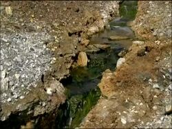 Algae in mineral rich water, Rio Tinto, Huelva, Andalusia, Spain Stock Footage
