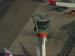 AERIAL Heathrow Aiport Control Tower Stock Footage