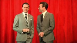 'Mad Men' star Jon Hamm checks out his Don Draper wax figure at Madame Tussauds for the first time Instructional Video