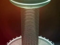 CGI rendering of a tesla coil demonstrating how it works.  Stock Footage