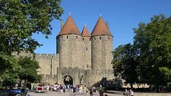 The fortified city of Carcassonne Stock Footage