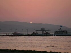 WS View of sunset behind mountains / Paracas, Nazca, Peru Stock Footage