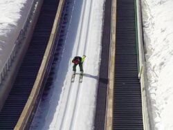 HD Slow-Mo: Young Man Performing Ski Jump Stock Footage