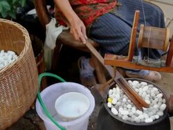 Boiling Silkworm Cocoons. Stock Footage
