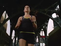 MS POV TU Girl jogging with ipod and earphone on street /New York, New York, United States Stock Footage