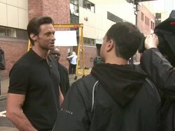Hugh Jackman absaeil for Help the Heroes/ X-Men origins: Wolverine Stock Footage