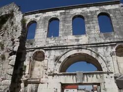 Split, Plalace of Diocletian, walls and the silver gate Stock Footage