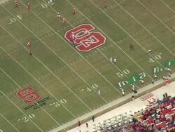MS AERIAL ZI TS Shot of Carter Finley Stadium - pre game / North Carolina, United States Stock Footage