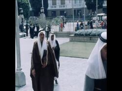 SYND 18 3 77 ARAFAT GIVEN MEDALLION BY STUDENTS AT PLO MEETING News Clip