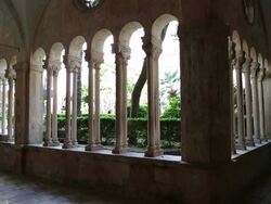 Romanesque and Gothic cloister of the Franciscan Monastery, Dubrovnik Stock Footage