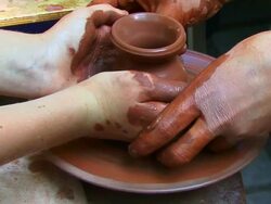 Making pottery on a Wheel Stock Footage