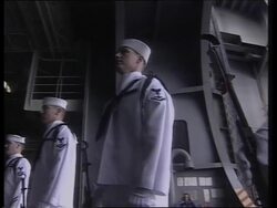 Servicemen aboard aircraft carrier hold service of remembrance News Clip