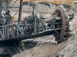 Brown coal mining Stock Footage