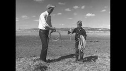 Dale Sprout and his son practice lassoing on their CA homestead News Clip