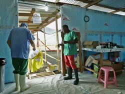 Ebola Case Management Facility ELWA 3 In Monrovia Stock Footage