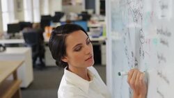 Businesswoman writing on whiteboard Stock Footage