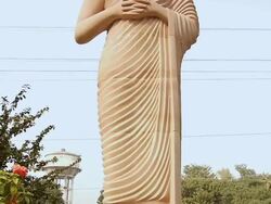 MS TU View of Statue of buddhist monk / Gaya, Bihar, India Stock Footage