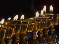 Close Up Burning oil lamps Stock Footage
