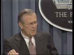 Rumsfeld defends post war strategy in Iraq News Clip