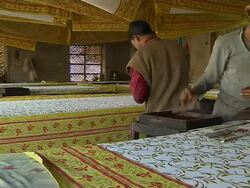 Pan Right Shot Block Printing Jaipur Rajasthan India Stock Footage