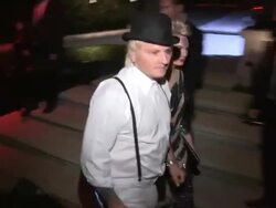 Matt Sorum as Alex from A Clockwork Orange with Ace Harper at a Halloween Party in Casamigos Tequila in Beverly Hills Stock Footage