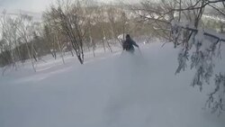 POV of a young man skier skiing on a snow covered mountain. - Slow Motion Stock Footage