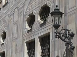CU Detail of painting fassade with streetlight / Munich, Bavaria, Germany Stock Footage