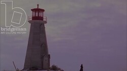 Lighthouse in the winter, 1908 - reenactment Stock Footage