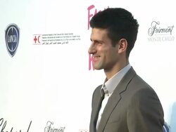 Novak Djokovic at the Fashion For Relief Japan Fundraiser during the 64th Annual Cannes Film Festival at the Fashion for Relief: 64th Cannes Film Festival at Cannes . (Footage by WireImage Video/GettyImages) Stock Footage