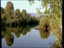 River scenic, Jandula River, Sierra Morena, Southern Spain Stock Footage
