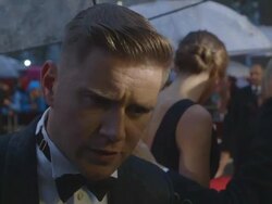 INTERVIEW - Allen Leech on the weather, the story, Alan Turing, his maths and crossword skills at 'The Imitation Game' Gala Opening Stock Footage