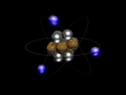 CGI of Bohr model of an atom showing the electrons, neutrons and protons Stock Footage