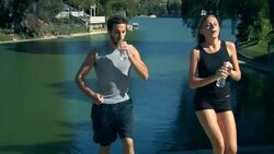 Running and drinking water Stock Footage